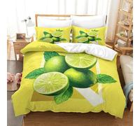 SkyClouf Lemon Three-dimensional Printing Bedding Bedding Ensemble Lemon Quilt Cover Ultra-fine Fiber Encased with Zipper Gentle And Washable Super King(260x220cm)