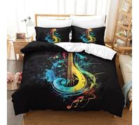 SkyClouf Music Notation Three-dimensional Printing Bedding Bedding Ensemble Music Notation Quilt Cover High-thread-count Fabric Encased with Zipper Gentle And Washable Super King(260x220cm)