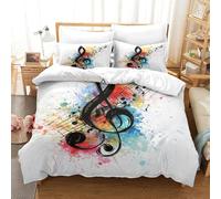 SkyClouf Music Notation Three-dimensional Printing Bedding Bedding Ensemble Music Notation Quilt Cover Ultra-fine Fiber Encased with Zipper Soft-to-the-touch And Manageable Single(140x200cm)