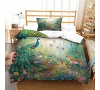 SkyClouf Peacock Three-dimensional Printing Bedding Bedding Ensemble Peacock Quilt Cover Ultra-fine Fiber Encased with Zipper Plush And Low-maintenance Single(135x200cm)