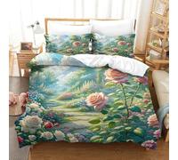 SkyClouf Rose Three-dimensional Printing Bedding Bedding Ensemble Rose Duvet Cover Ultra-fine Fiber Encased with Zipper Gentle And Washable King(220x240cm)