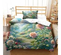 SkyClouf Rose Three-dimensional Printing Bedding Bedding Ensemble Rose Quilt Cover Ultra-fine Fiber Encased with Zipper Soft-to-the-touch And Manageable Single(135x200cm)