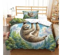 SkyClouf Sloth Three-dimensional Printing Bedding Bedding Ensemble Sloth Duvet Cover Superior Microfiber Encased with Zipper Gentle And Washable Single（135x200cm）