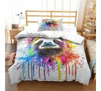 SkyClouf Sloth Three-dimensional Printing Bedding Bedding Ensemble Sloth Duvet Cover Ultra-fine Fiber Encased with Zipper Soft-to-the-touch And Manageable Single（135x200cm）