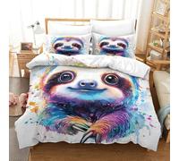 SkyClouf Sloth Three-dimensional Printing Bedding Bedding Ensemble Sloth Duvet Cover Ultra-fine Fiber Encased with Zipper Soft-to-the-touch And Manageable Double（200x200cm）
