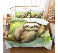 SkyClouf Sloth Three-dimensional Printing Bedding Bedding Ensemble Sloth Duvet Cover Ultra-fine Fiber Encased with Zipper Gentle And Washable Super King（260x220cm）
