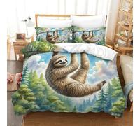 SkyClouf Sloth Three-dimensional Printing Bedding Bedding Ensemble Sloth Quilt Cover Ultra-fine Fiber Encased with Zipper Gentle And Washable Double（200x200cm）
