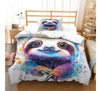 SkyClouf Sloth Three-dimensional Printing Bedding Bedding Ensemble Sloth Quilt Cover Ultra-fine Fiber Encased with Zipper Gentle And Washable Single(135x200cm)