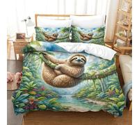 SkyClouf Sloth Three-dimensional Printing Bedding Bedding Ensemble Sloth Quilt Cover Ultra-fine Fiber Encased with Zipper Gentle And Washable Super King(260x220cm)