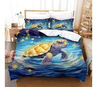 SkyClouf Turtle Three-dimensional Printing Bedding Bedroom Set Turtle Quilt Cover Superior Microfiber Encased with Zipper Soft-to-the-touch And Manageable Double（200x200cm）