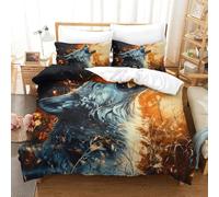 SkyClouf Wolf Three-dimensional Printing Bedding Bedding Ensemble Wolf Duvet Cover Superior Microfiber Encased with Zipper Gentle And Washable King（220x240cm）