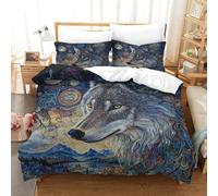 SkyClouf Wolf Three-dimensional Printing Bedding Bedding Ensemble Wolf Duvet Cover Superior Microfiber Encased with Zipper Gentle And Washable Double（200x200cm）