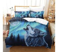 SkyClouf Wolf Three-dimensional Printing Bedding Bedding Ensemble Wolf Duvet Cover Superior Microfiber Encased with Zipper Gentle And Washable Single（140x200cm）