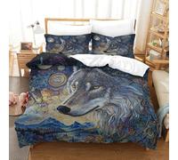 SkyClouf Wolf Three-dimensional Printing Bedding Bedding Ensemble Wolf Duvet Cover Superior Microfiber Encased with Zipper Soft And Easy to Maintain Super King（260x220cm）
