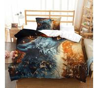 SkyClouf Wolf Three-dimensional Printing Bedding Bedding Ensemble Wolf Duvet Cover Superior Microfiber Encased with Zipper Soft And Easy to Maintain Single（135x200cm）