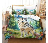 SkyClouf Wolf Three-dimensional Printing Bedding Bedding Ensemble Wolf Duvet Cover Superior Microfiber Encased with Zipper Soft And Easy to Maintain King（220x240cm）