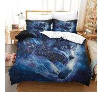SkyClouf Wolf Three-dimensional Printing Bedding Bedding Ensemble Wolf Quilt Cover Superior Microfiber Encased with Zipper Plush And Low-maintenance Double（200x200cm）