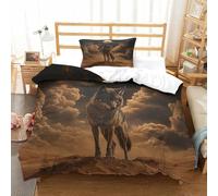 SkyClouf Wolf Three-dimensional Printing Bedding Bedding Ensemble Wolf Quilt Cover Ultra-fine Fiber Encased with Zipper Soft And Easy to Maintain Single（135x200cm）