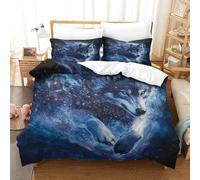 SkyClouf Wolf Three-dimensional Printing Bedding Bedding Ensemble Wolf Quilt Cover Ultra-fine Fiber Encased with Zipper Plush And Low-maintenance King（220x240cm）