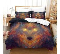 SkyClouf Wolf Three-dimensional Printing Bedding Bedding Ensemble Wolf Quilt Cover Ultra-fine Fiber Encased with Zipper Gentle And Washable Super King（260x220cm）