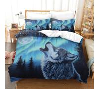 SkyClouf Wolf Three-dimensional Printing Bedding Comforter Set Wolf Bed Cover High-thread-count Fabric Encased with Zipper Plush And Low-maintenance King（220x240cm）