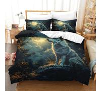 SkyClouf Wolf Three-dimensional Printing Bedding Comforter Set Wolf Bed Cover High-thread-count Fabric Encased with Zipper Soft And Easy to Maintain King（220x240cm）