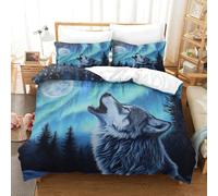 SkyClouf Wolf Three-dimensional Printing Bedding Comforter Set Wolf Bed Cover High-thread-count Fabric Encased with Zipper Gentle And Washable Super King（260x220cm）