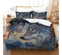 SkyClouf Wolf Three-dimensional Printing Bedding Comforter Set Wolf Bed Cover Ultra-fine Fiber Encased with Zipper Soft And Easy to Maintain Single（140x200cm）