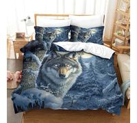 SkyClouf Wolf Three-dimensional Printing Bedding Comforter Set Wolf Bed Cover Ultra-fine Fiber Encased with Zipper Soft-to-the-touch And Manageable Super King（260x220cm）