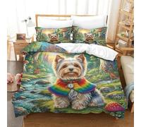SkyClouf Yorkshire Terrier Three-dimensional Printing Bedding Comforter Set Yorkshire Terrier Bed Cover Ultra-fine Fiber Encased with Zipper Gentle And Washable Double(200x200cm)