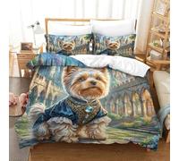 SkyClouf Yorkshire Terrier Three-dimensional Printing Bedding Comforter Set Yorkshire Terrier Bed Cover Ultra-fine Fiber Encased with Zipper Soft-to-the-touch And Manageable Super King(260x220cm)