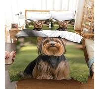SkyClouf Yorkshire Terrier Three-dimensional Printing Bedding Comforter Set Yorkshire Terrier Bed Cover High-thread-count Fabric Encased with Zipper Gentle And Washable Single(140x200cm)