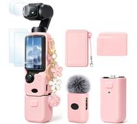Skyconser Case for DJI Osmo Pocket 3/Xtra Muse Camera,Pink | Silicone Protective Case for Osmo Pocket 3/Xtra Muse,Anti-Scratch,Slim Fit Skin with mic Cover & Screen Protector Accessories