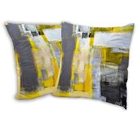 SKYDAWNY Grey Yellow Pillow Covers,Abstract Art Throw Pillow Cases 18x18 in Decorative Double-Sided Square Pillowcases Set of 2 for Home Decor Living Room Sofa Bedroom Outdoor