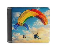 Skydiving Colorful Sunset Sports Bifold Wallet PU Leather Pocket Wallet Slim Purse for Women Men Gifts
