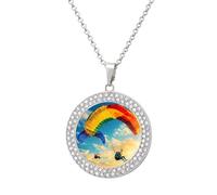 Skydiving Colorful Sunset Sports Necklace for Women Adjustable Jewelry Pendant for Mom Wife Girlfriend Gifts Silver-style