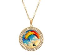 Skydiving Colorful Sunset Sports Necklace for Women Adjustable Jewelry Pendant for Mom Wife Girlfriend Gifts Golden-style