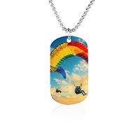 Skydiving Colorful Sunset Sports Titanium-Steel Necklace Adjustable Pendant Jewelry for Women Men Gifts