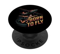Skydiving Retro Vintage Born To Fly Born To Fly PopSockets Adhesive PopGrip