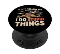 Skydiving Retro Vintage Don't Follow Me I Do Stupid Things PopSockets Adhesive PopGrip