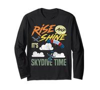 Skydiving Retro Vintage Rise and Shine It's Skydive Time Long Sleeve T-Shirt
