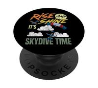 Skydiving Retro Vintage Rise And Shine It's Skydive Time PopSockets Adhesive PopGrip