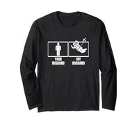 Skydiving Your Husband My Husband Wife Funny Skydiver Long Sleeve T-Shirt