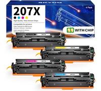 Skydo 207X Toner Cartridge Multipack, With Chip, High Yield, Compatible for HP 207X 207A Toner Compatible for HP Color LaserJet Pro M255dw M255nw MFP M282nw M283fdn (W2210X W2211X W2212X W2213X)