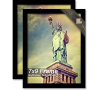 skyDrama 100% Solid Wood 7x9 Picture Frame Set of 2, Black Frame for 7 x 9 Inch Picture Poster Photo, Light Weight 7 by 9 HQ Matte Black Frame for Wall - 2 Pack/Black/7"x9"