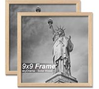 skyDrama Natural Solid Wood 9x9 Picture Frame, Display 9 x 9 Inch Picture Poster Photo, Vertical & Horizontal Wall Hanging - 2 Pack/Black/9"x9"