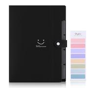 SKYDUE A4 Folder, Folders for Paperwork A4 with 5 Pocket, Expanding File Folder, Paperwork Organiser, Expanding Files for School Home Travel(Black)