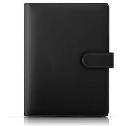 SKYDUE A5 Ring Binder - Faux Leather Refillable 6-Ring Budget Organizer Cover for Office, School and Travel (Black, Inner Paper Not Included)