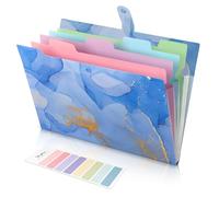 SKYDUE Document Organiser, A4 Expanding File Folder, Colored Plastic Folders,Sturdy and Protective File Storage to Organise Paperwork, Receipts, Invoices, Bills, Documents(Marble Blue)