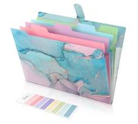 SKYDUE Document Organiser, A4 Expanding File Folder, Colored Plastic Folders,Sturdy and Protective File Storage to Organise Paperwork, Receipts, Invoices, Bills, Documents(Marble Light Blue)